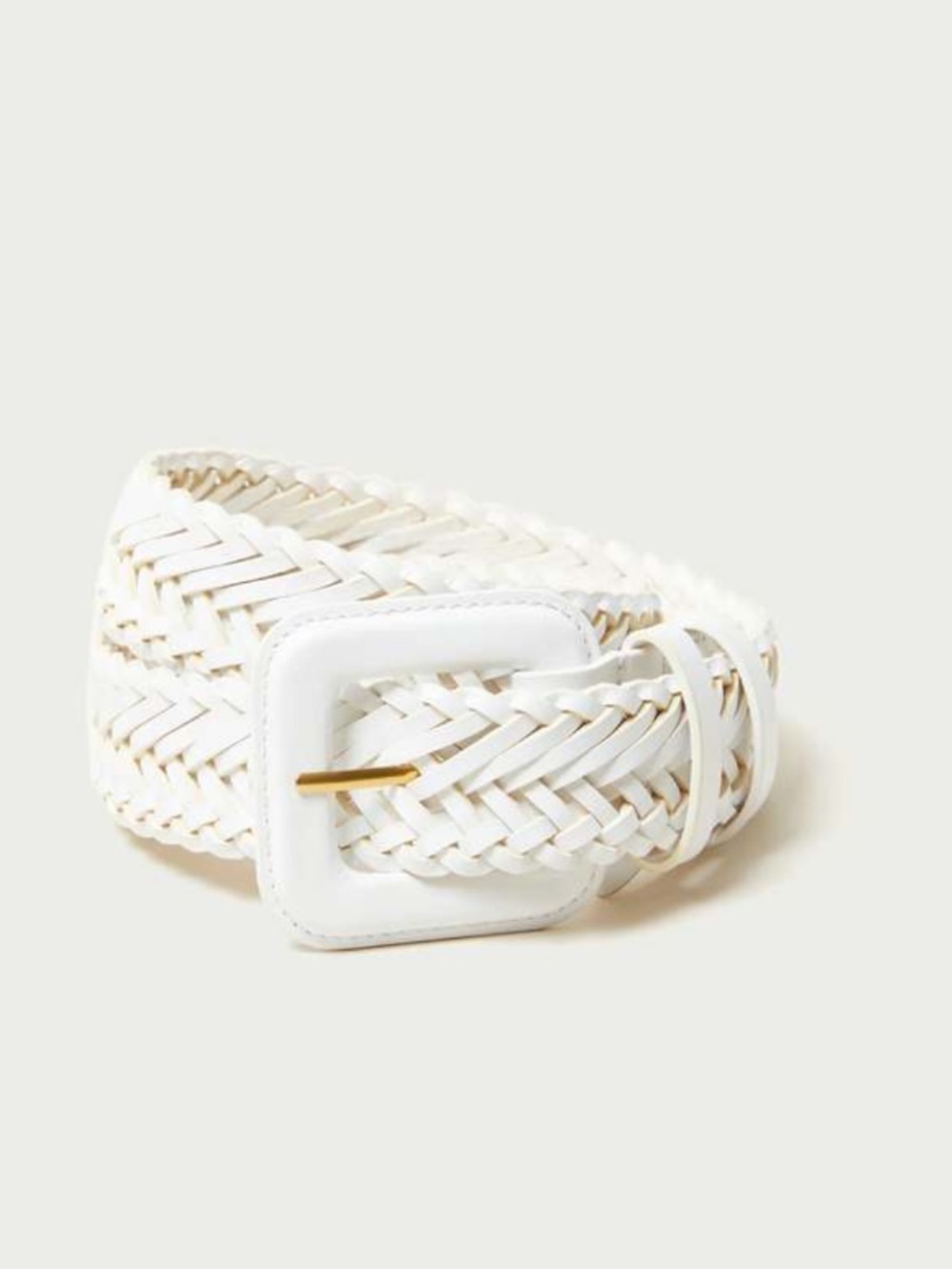 Loeffler Randall XS/S White Woven Leather Belt with Square Buckle new